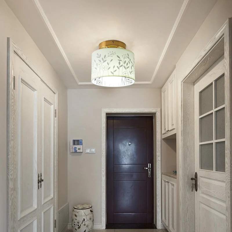 Cilinderinbouwarmatuur van stof met bloem-/hertpatroon Nordic 1-lamps inbouwplafondlamp voor foyer Clearhalo