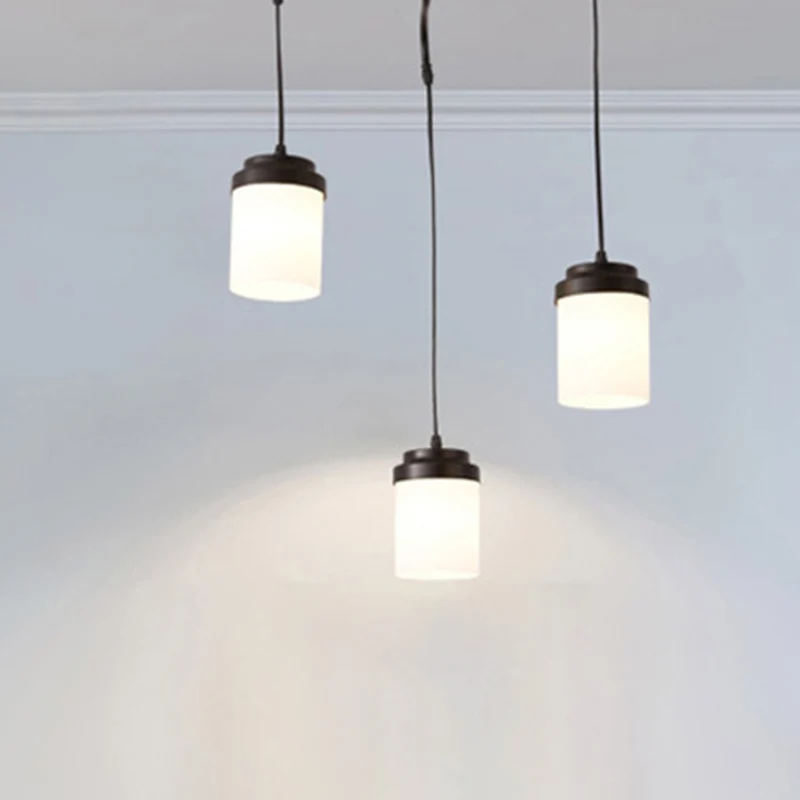 Cilinderkap hanglamp eigentijdse matglazen hanglamp zwart en wit voor keuken Clearhalo