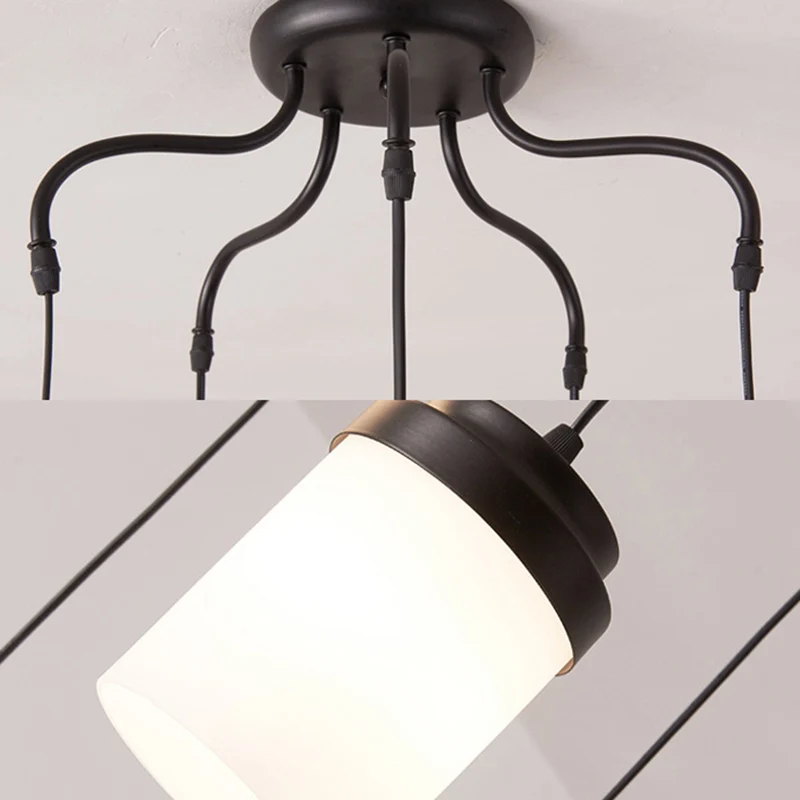 Cilinderkap hanglamp eigentijdse matglazen hanglamp zwart en wit voor keuken Clearhalo