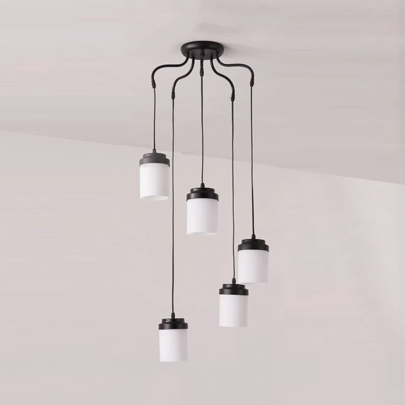 Cilinderkap hanglamp eigentijdse matglazen hanglamp zwart en wit voor keuken Clearhalo