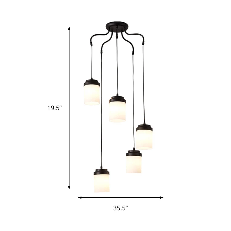 Cilinderkap hanglamp eigentijdse matglazen hanglamp zwart en wit voor keuken Clearhalo