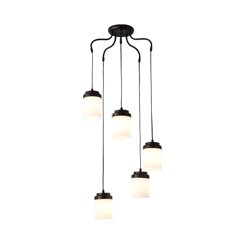Cilinderkap hanglamp eigentijdse matglazen hanglamp zwart en wit voor keuken Clearhalo