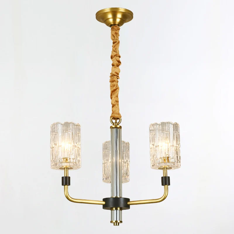 Cilinderkap kroonluchterverlichting Minimalistische prismatische kristallen gouden hanglamp Clearhalo