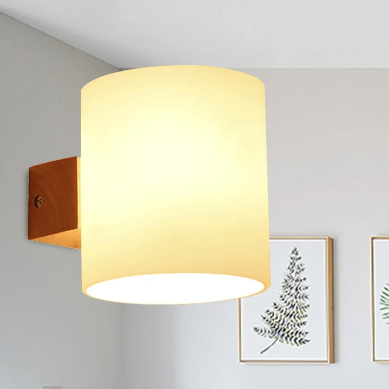 Cilinderkap Volwassen Slaapkamer Wandverlichting Matglas Japanse wandlamp beige Clearhalo