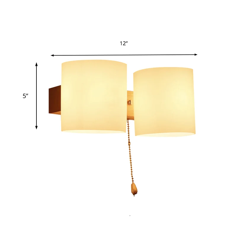 Cilinderkap Volwassen Slaapkamer Wandverlichting Matglas Japanse wandlamp beige Clearhalo
