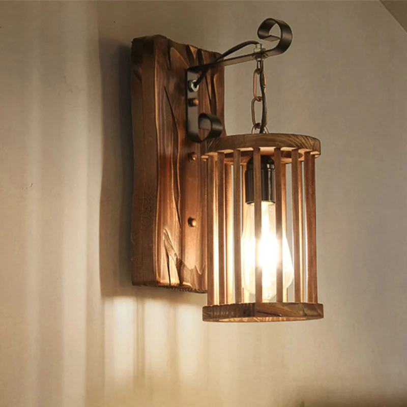 Cilinderkooi Blaker Licht Hout Lodge Industrieel 1 Lichte Wandverlichting voor Coffee Shop Clearhalo