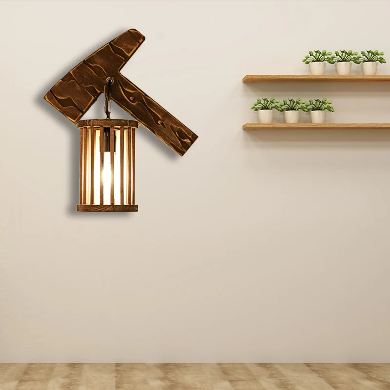 Cilinderkooi Blaker Licht Hout Lodge Industrieel 1 Lichte Wandverlichting voor Coffee Shop Clearhalo