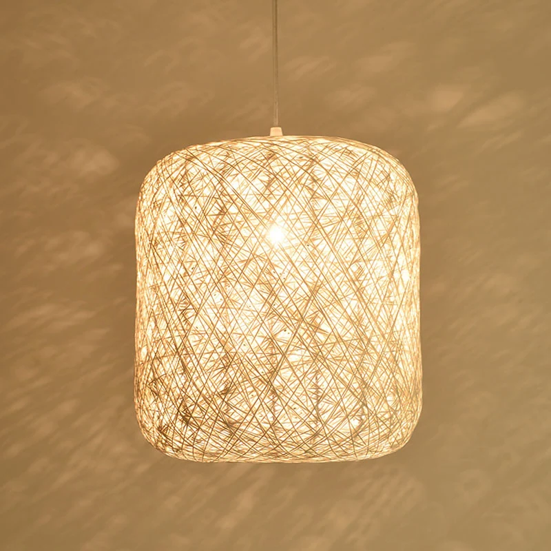 Cilinderplafond hangende lantaarn Chinese stijl rotan 1 lamp restaurant hanglamp Clearhalo