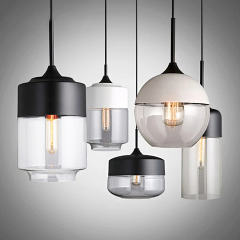 Cilinderschaduwbalk Plafondhanglamp Helder glas 1-lichts Simplicity hanglamp zwart Clearhalo