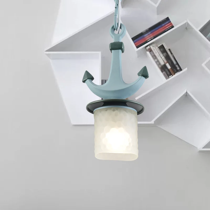 Cilinder/uitlopende verlichting, eenvoudig ingedeukt glas, 1-lichts 6"/13" W hanglamp voor de kinderkamer zwart/blauw Clea...