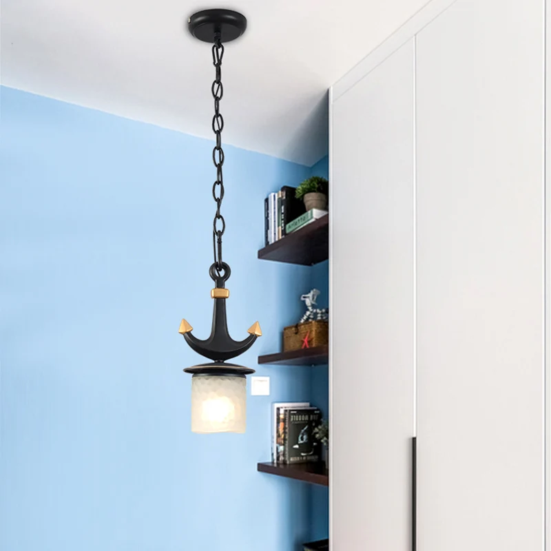 Cilinder/uitlopende verlichting, eenvoudig ingedeukt glas, 1-lichts 6"/13" W hanglamp voor de kinderkamer zwart/blauw Clea...