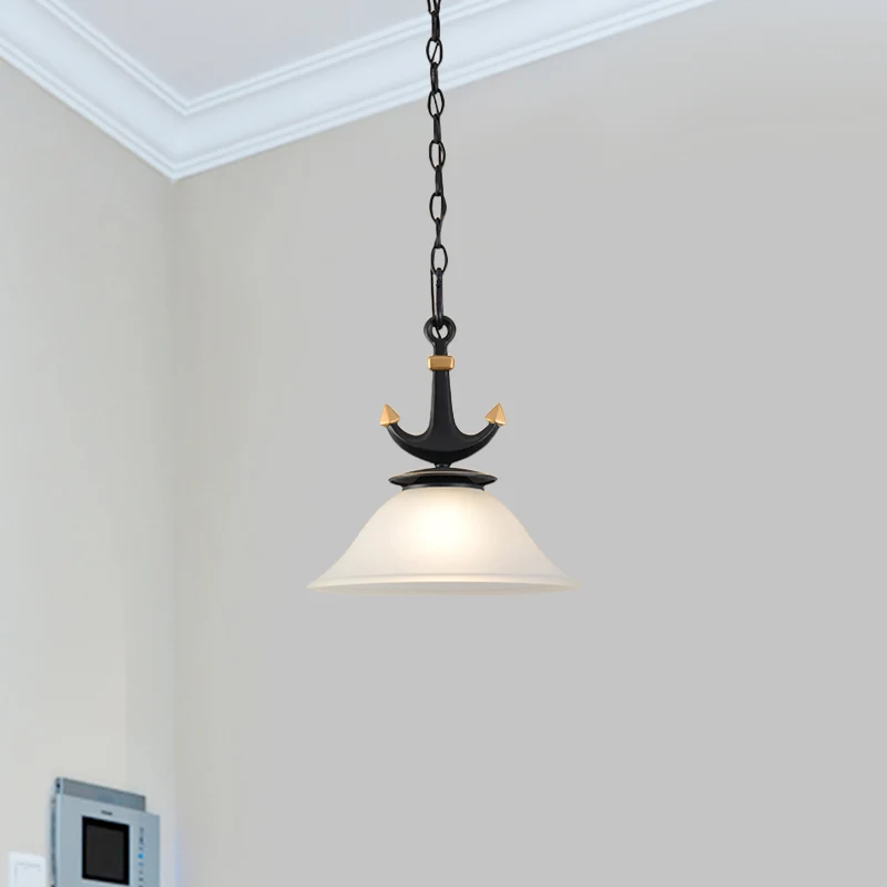 Cilinder/uitlopende verlichting, eenvoudig ingedeukt glas, 1-lichts 6"/13" W hanglamp voor de kinderkamer zwart/blauw Clea...