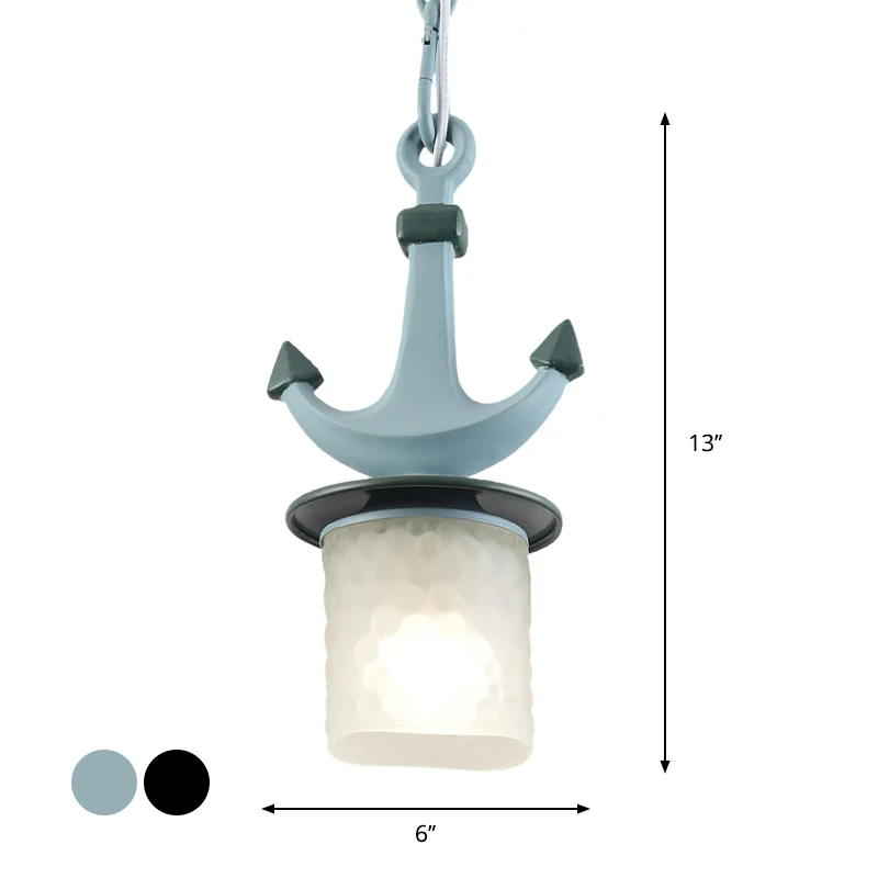 Cilinder/uitlopende verlichting, eenvoudig ingedeukt glas, 1-lichts 6"/13" W hanglamp voor de kinderkamer zwart/blauw Clea...