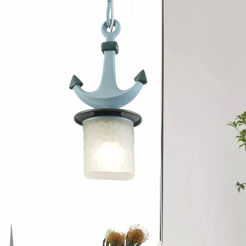 Cilinder/uitlopende verlichting, eenvoudig ingedeukt glas, 1-lichts 6"/13" W hanglamp voor de kinderkamer zwart/blauw Clea...