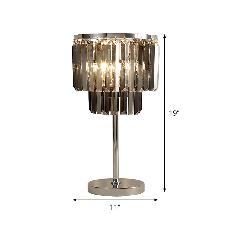 Cilindrische bureaulamp modernistisch rookgrijs kristal 2 hoofden eetkamer tafellamp Clearhalo