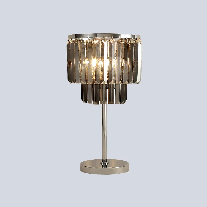 Cilindrische bureaulamp modernistisch rookgrijs kristal 2 hoofden eetkamer tafellamp Clearhalo