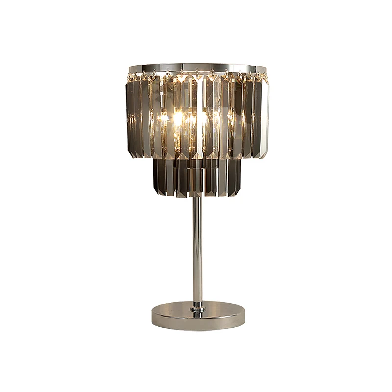 Cilindrische bureaulamp modernistisch rookgrijs kristal 2 hoofden eetkamer tafellamp Clearhalo