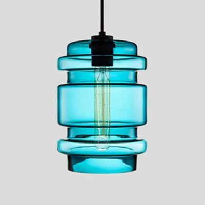 Cilindrische hanglamp Simplicity Glas 1 lichtroze/geel/blauw hangende plafondlamp Clearhalo