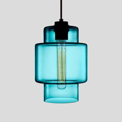 Cilindrische hanglamp Simplicity Glas 1 lichtroze/geel/blauw hangende plafondlamp Clearhalo