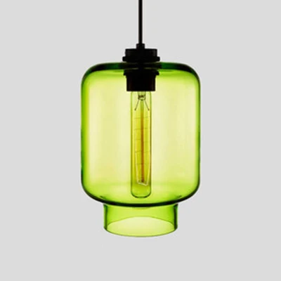 Cilindrische hanglamp Simplicity Glas 1 lichtroze/geel/blauw hangende plafondlamp Clearhalo