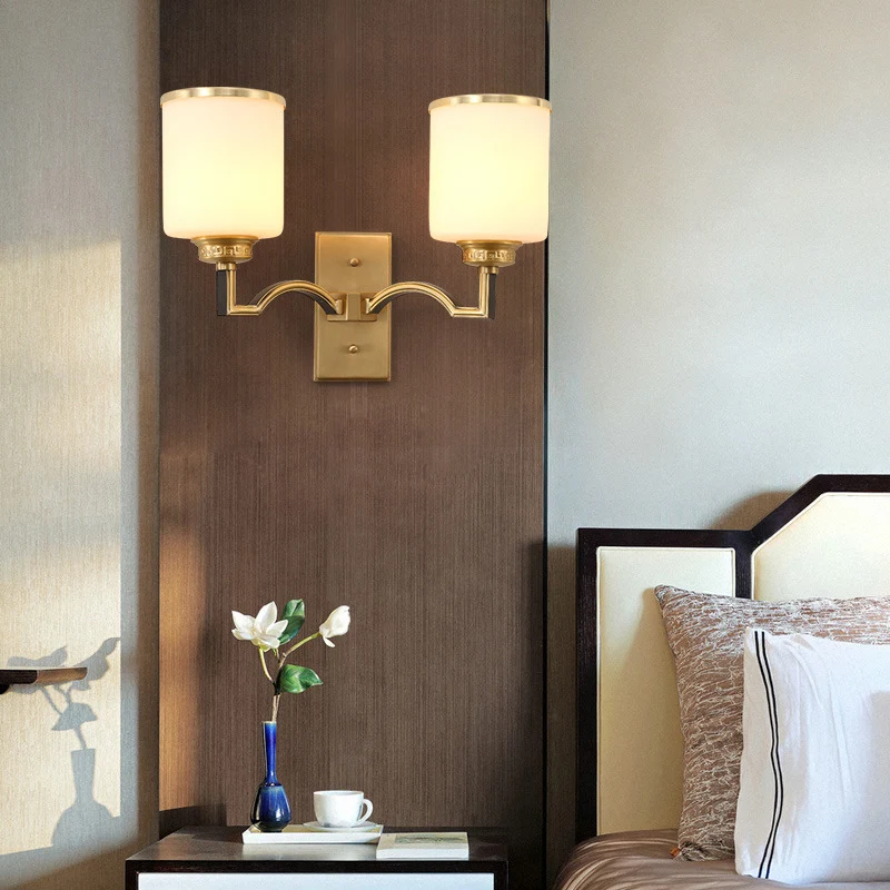 Cilindrische melkglas wandlamp traditionele stijl 1/2-licht woonkamer schansverlichting goud Clearhalo