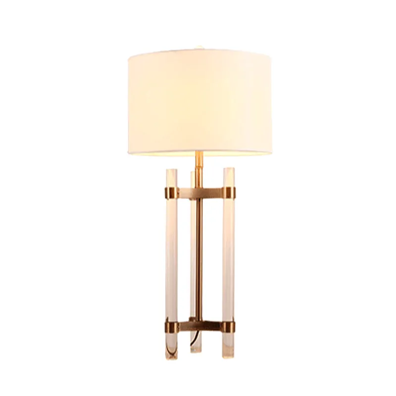 Cilindrische nachtkastjelamp van stof, eigentijds leesboeklicht met 1 lamp wit Clearhalo