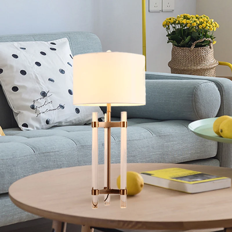 Cilindrische nachtkastjelamp van stof, eigentijds leesboeklicht met 1 lamp wit Clearhalo