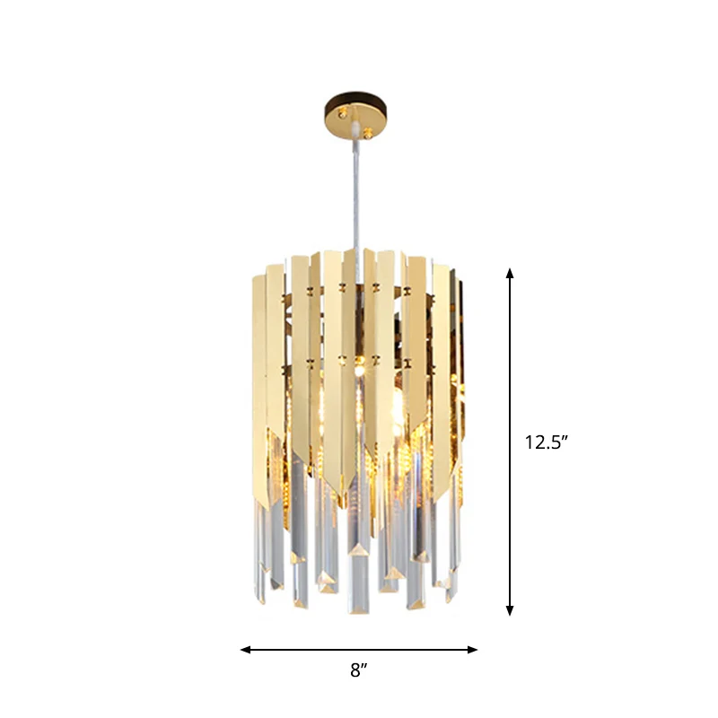 Cilindrische plafondlamp minimalistische kristallen prisma's 1-lichts restaurant ophanghanger goud Clearhalo
