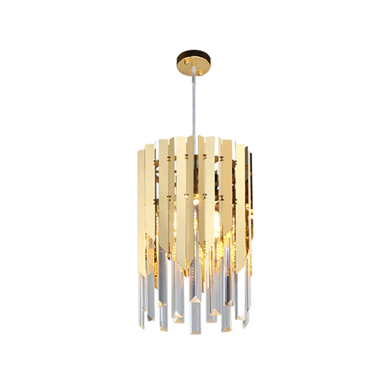 Cilindrische plafondlamp minimalistische kristallen prisma's 1-lichts restaurant ophanghanger goud Clearhalo