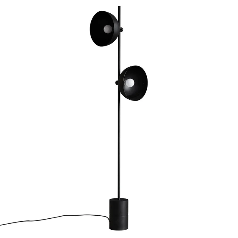 Cilindrische staande lamp, postmoderne marmeren woonkamer LED-vloerverlichting met trechterkap zwart Clearhalo