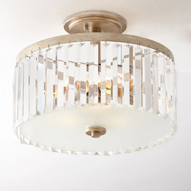 Circle Crystal Block Semi Flush Simplicity 3 lampen Gang Inbouw inbouwverlichting goud Clearhalo