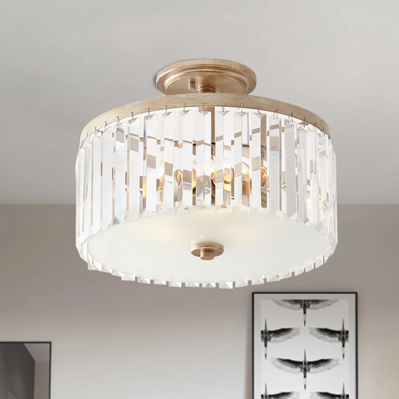 Circle Crystal Block Semi Flush Simplicity 3 lampen Gang Inbouw inbouwverlichting goud Clearhalo