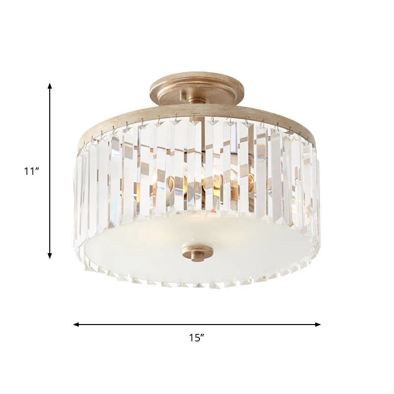 Circle Crystal Block Semi Flush Simplicity 3 lampen Gang Inbouw inbouwverlichting goud Clearhalo