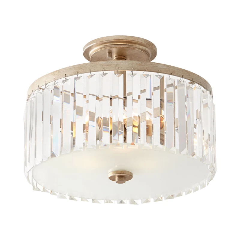 Circle Crystal Block Semi Flush Simplicity 3 lampen Gang Inbouw inbouwverlichting goud Clearhalo