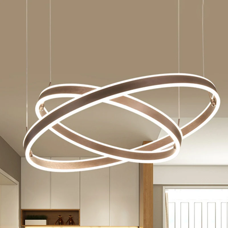 Cirkel LED-hanglamp Minimalistische acryl woonkamerkroonluchter koffie Clearhalo