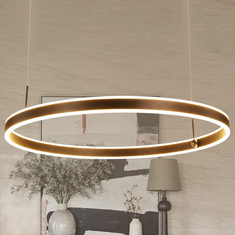 Cirkel LED-hanglamp Minimalistische acryl woonkamerkroonluchter koffie Clearhalo