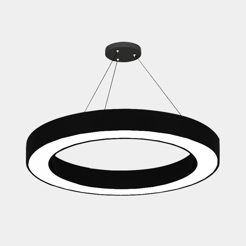 Cirkel LED-hanglampset Minimalisme Acryl Kantoorhanglamp zwart, 16"/23,5"/47" Dia Clearhalo