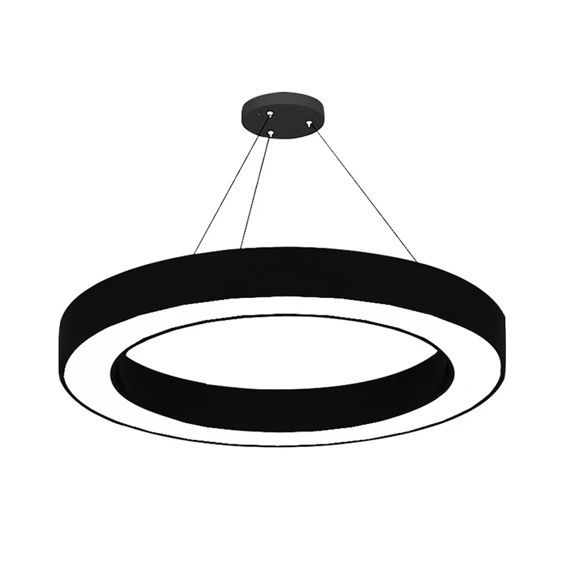 Cirkel LED-hanglampset Minimalisme Acryl Kantoorhanglamp zwart, 16"/23,5"/47" Dia Clearhalo