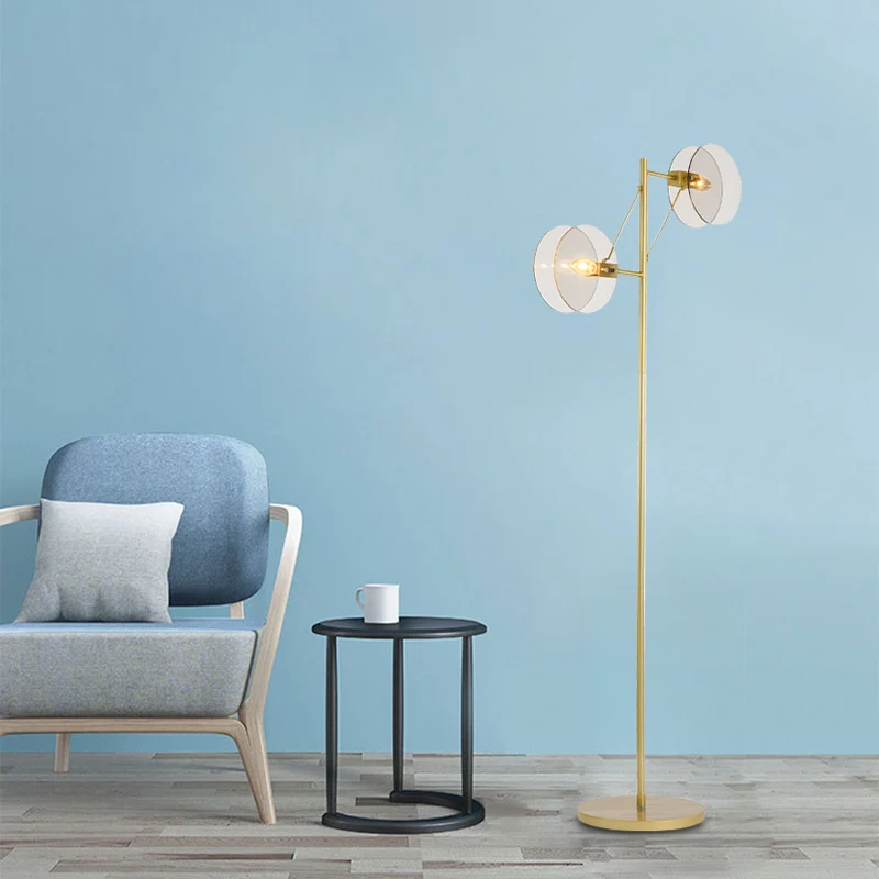 Cirkel vloerleeslamp modernistisch helder glas LED goud opstaand licht voor woonkamer Clearhalo