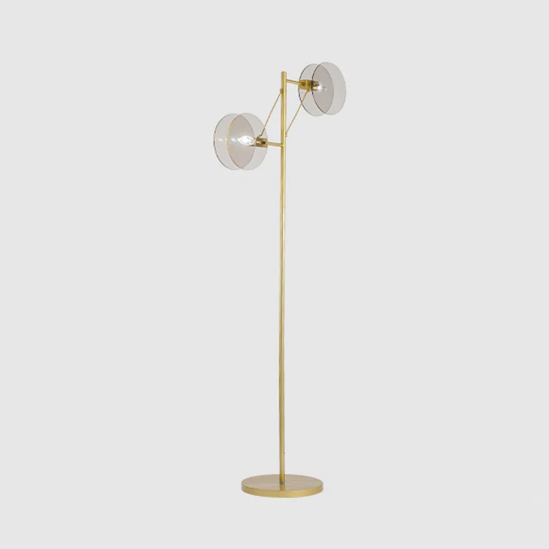Cirkel vloerleeslamp modernistisch helder glas LED goud opstaand licht voor woonkamer Clearhalo