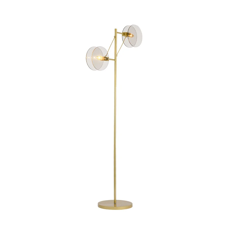 Cirkel vloerleeslamp modernistisch helder glas LED goud opstaand licht voor woonkamer Clearhalo