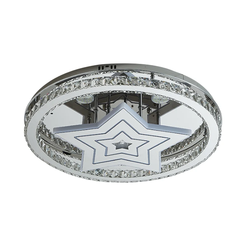 Cirkelslaapkamer Plafondinbouw Crystal Block LED Modernistische semi-inbouw met sterontwerp chroom Clearhalo