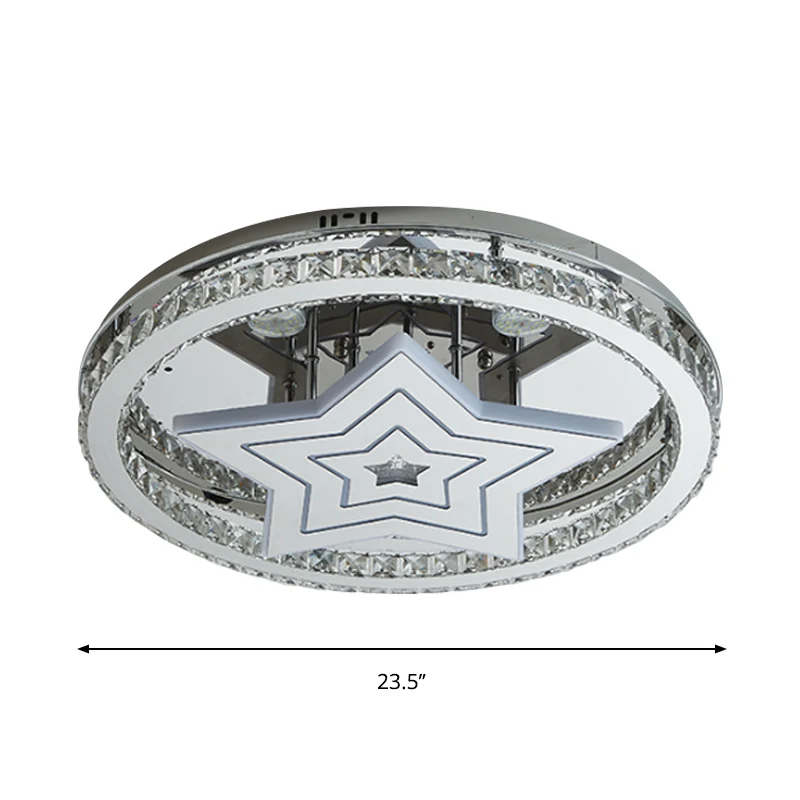 Cirkelslaapkamer Plafondinbouw Crystal Block LED Modernistische semi-inbouw met sterontwerp chroom Clearhalo