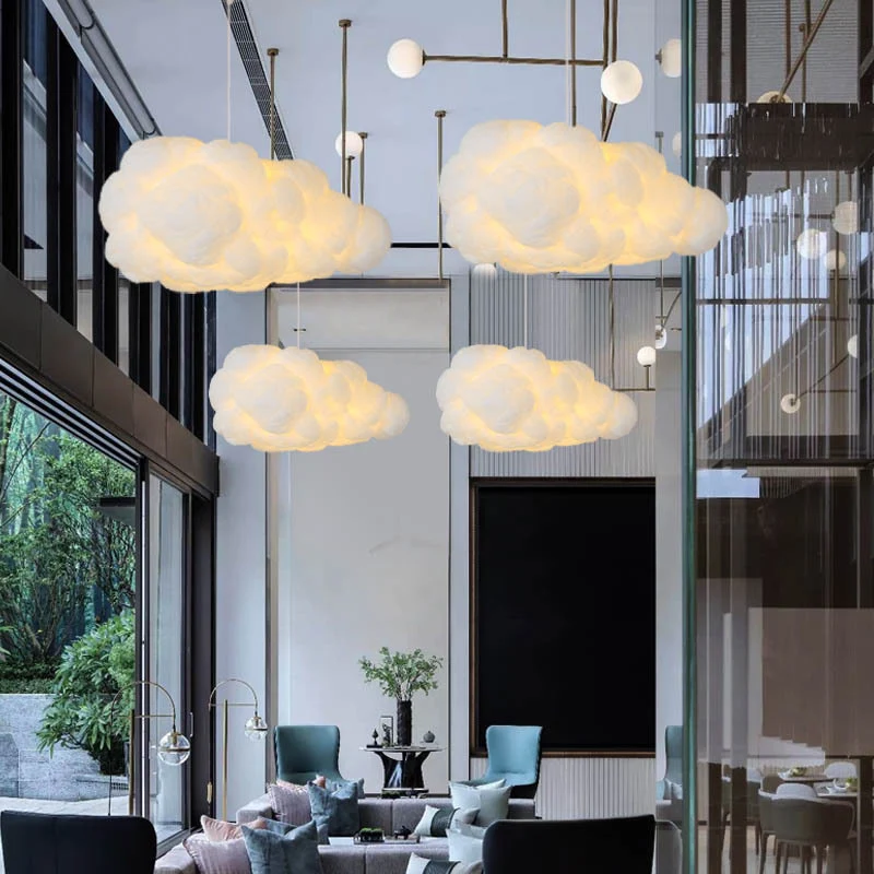 Cloud kunststof kroonluchter hanglamp modern 2-kops wit hanglicht voor slaapkamer Clearhalo