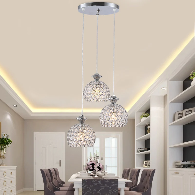 Clusterschaduw hangende moderne acryl 3-lichts eetkamer hanglamp chroom Clearhalo