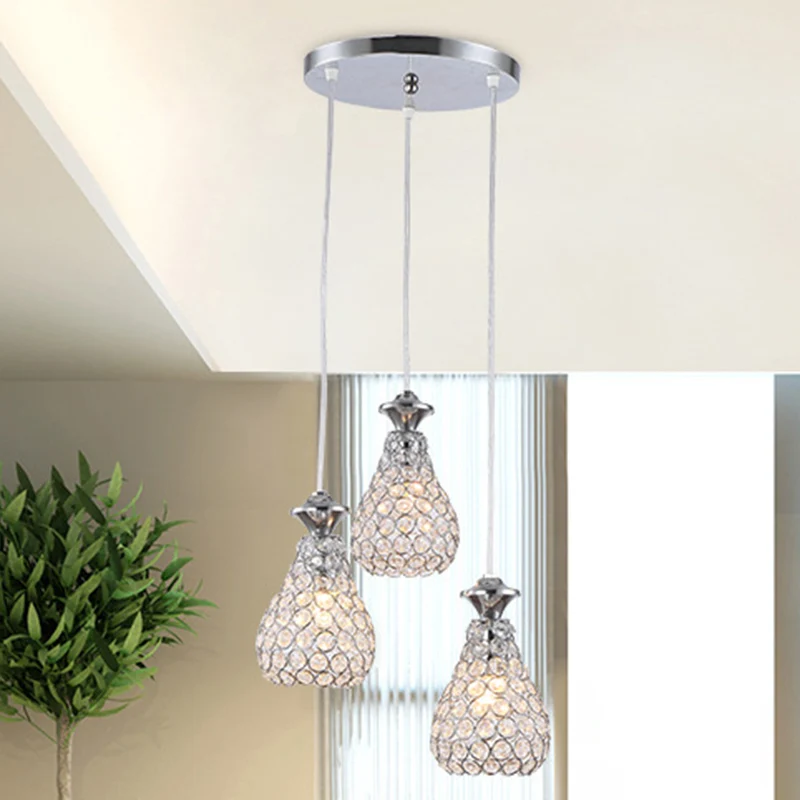 Clusterschaduw hangende moderne acryl 3-lichts eetkamer hanglamp chroom Clearhalo