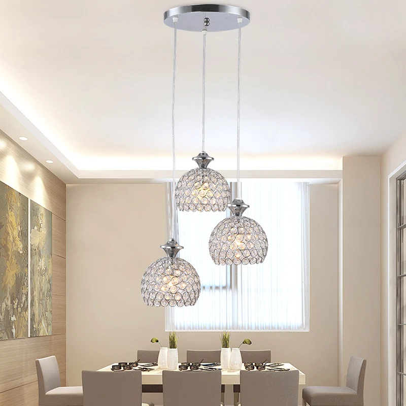 Clusterschaduw hangende moderne acryl 3-lichts eetkamer hanglamp chroom Clearhalo