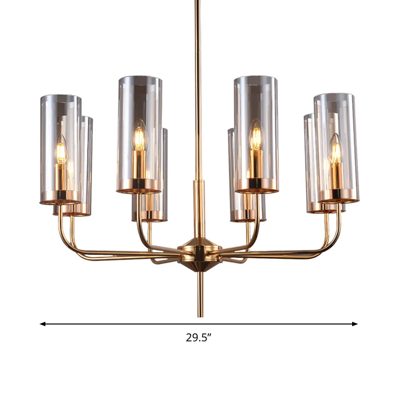 Cognac glazen cilinder hangende kroonluchter moderne 8 lampen plafond hanglamp voor eetkamer Clearhalo