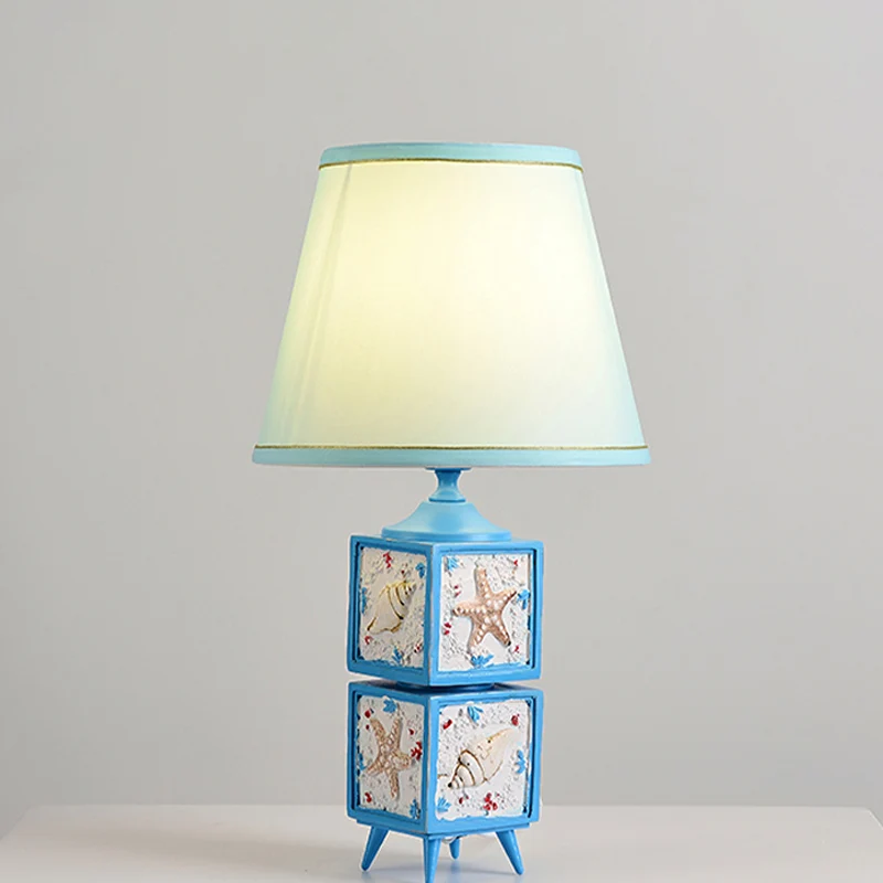 Conch kubieke slaapkamer nachttafellamp hars 1-lichts moderne taakverlichting met schaduw licht/hemelsblauw Clearhalo