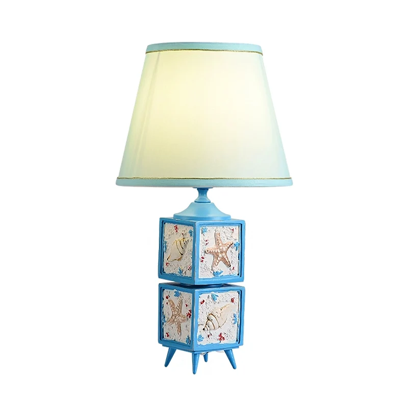 Conch kubieke slaapkamer nachttafellamp hars 1-lichts moderne taakverlichting met schaduw licht/hemelsblauw Clearhalo